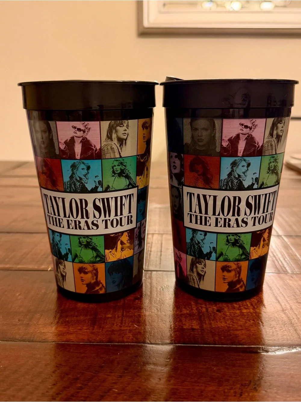 Taylor Swift Multi-Color The Eras Tour Plastic Reusable Cups - Black Lids